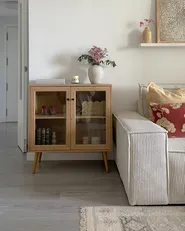 Glass Display Sideboard ALBANY 80 cm Light Brown_980373