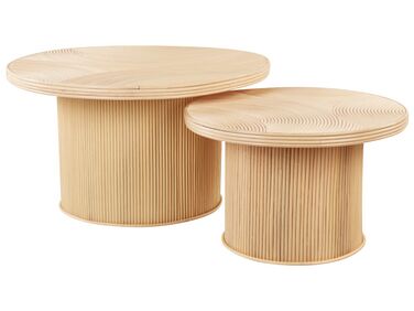 Set of 2 Rattan Coffee Tables Natural ILIOS