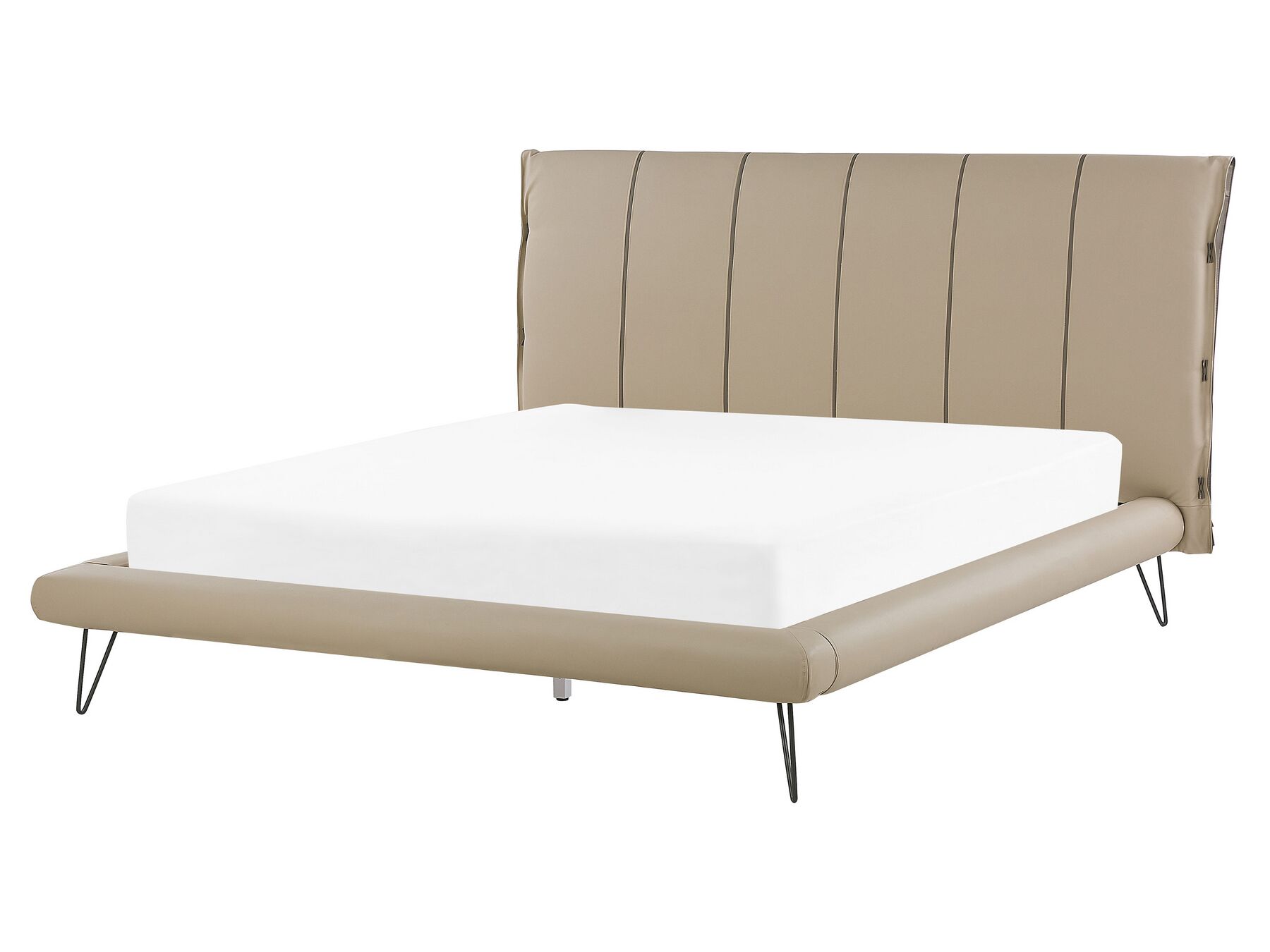 Béžová postel z umělé kůže 160 x 200 cm  BETIN_788889