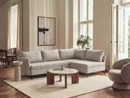 Corner Sofa Bed 3 Seater KOGE with Storage Fabric Beige Left Hand_1087745