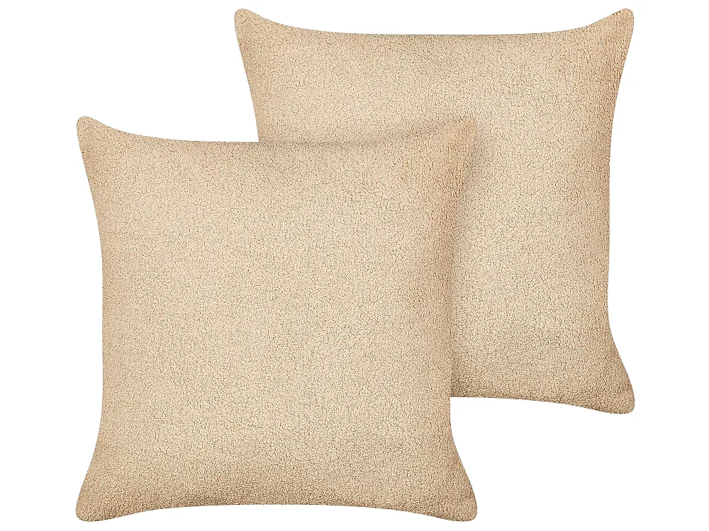 Zestaw 2 poduszek dekoracyjnych LEUZEA 45 x 45 cm Boucle Beżowy Jednolity_1183125