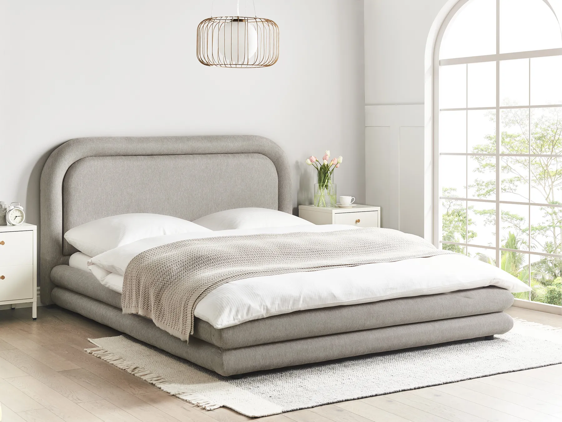 Waterbed Faux Linen LAVARDENS 160 x 200 cm (EU King Size) Taupe_971074