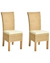 Set of 2 Dining Chairs ANDES Rattan Natural