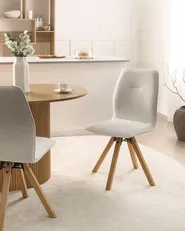 Set of 2 Dining Chairs Swivel ALKALI Boucle Off-White_1038085