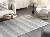 Teppich Wolle grau / weiß 160 x 230 cm Fransen Kurzflor TONYA_856525