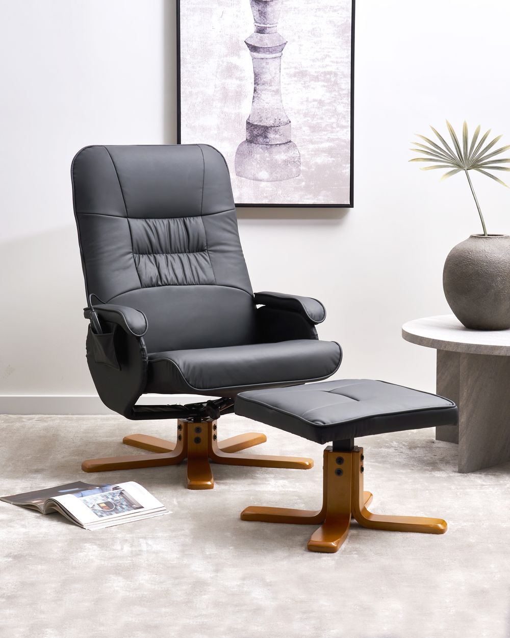 Massage Chair RELAXPRO with Footstool Faux Leather Black Beliani.cz