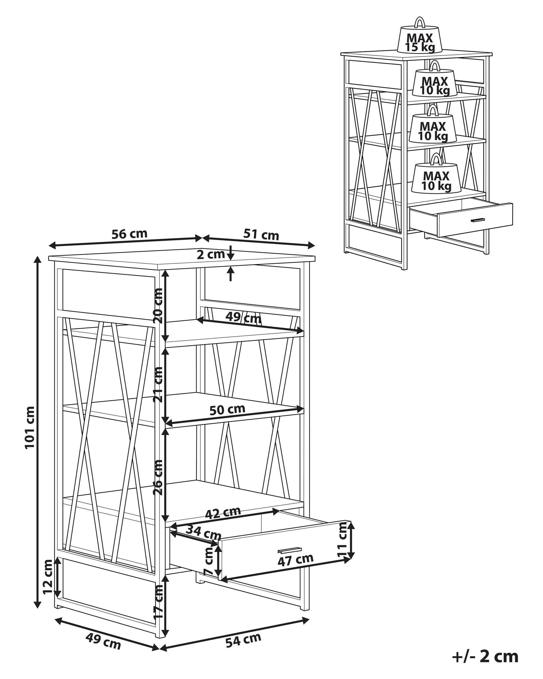 3 Tier Bookshelf Light Wood KEENE_826825