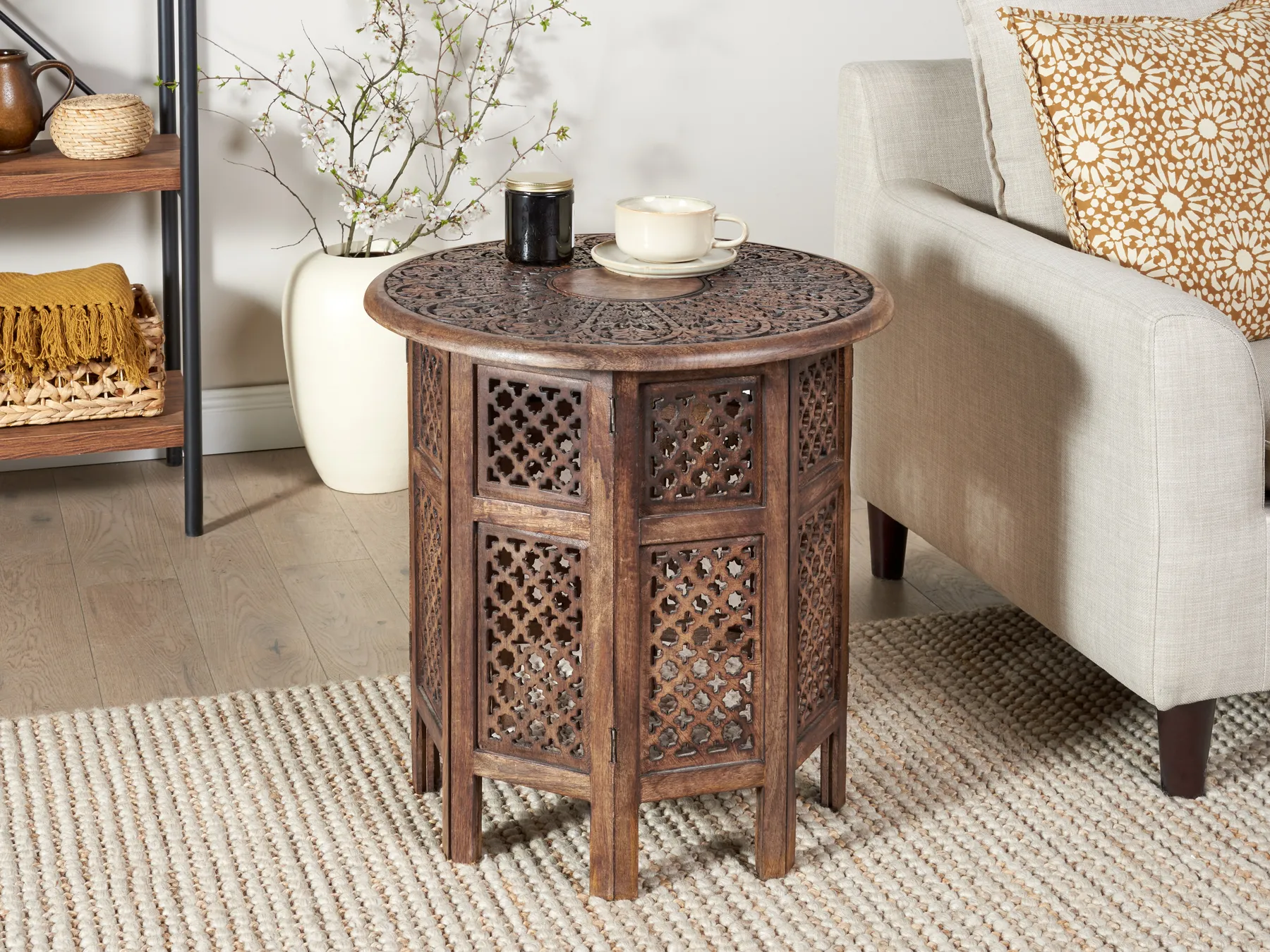 Side Table KUMALI Mango Wood Brown_857096