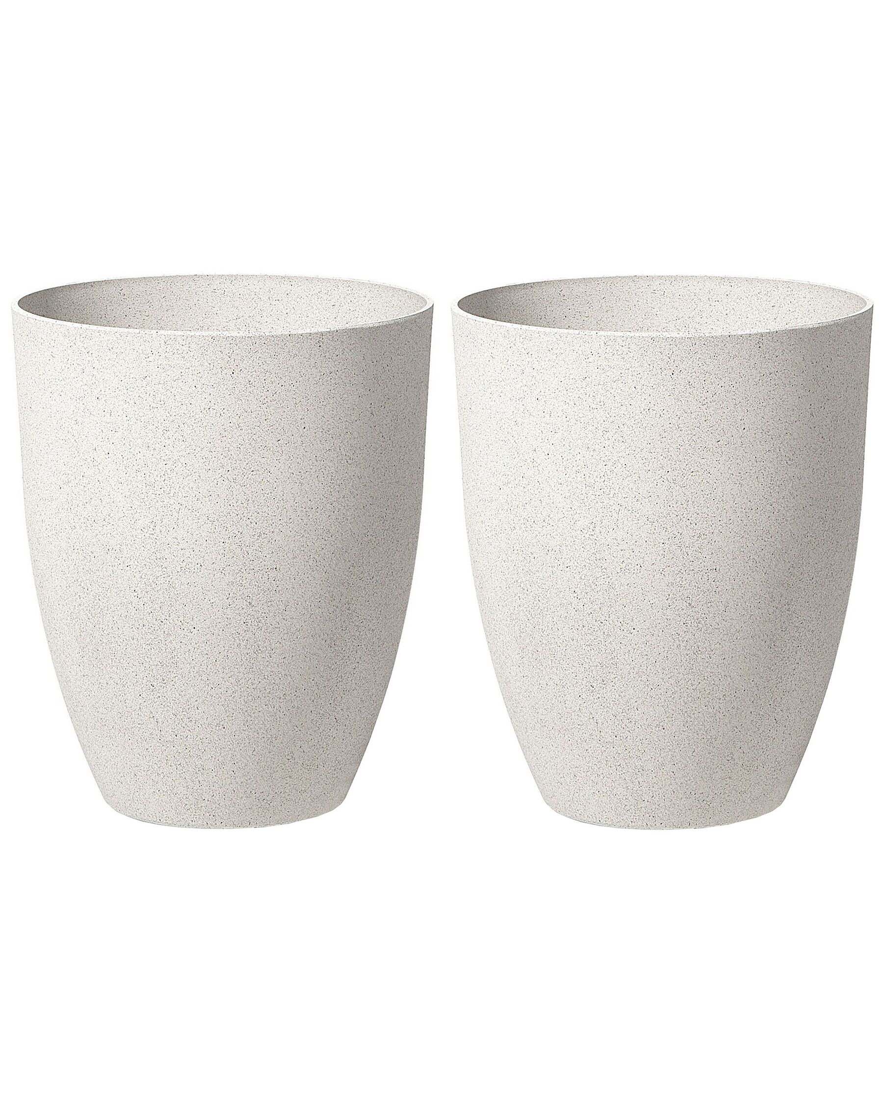 Conjunto de 2 macetas de mezcla de piedra blanco crema ⌀ 43 cm CROTON_841611