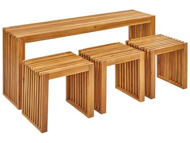 Conjunto de mesa y 3 taburetes de jardín de madera de acacia BELLANO