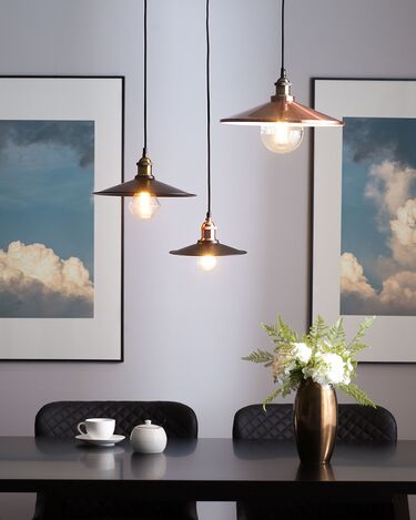 Set of 3 Metal Pendant Lamps Black SWIFT Small