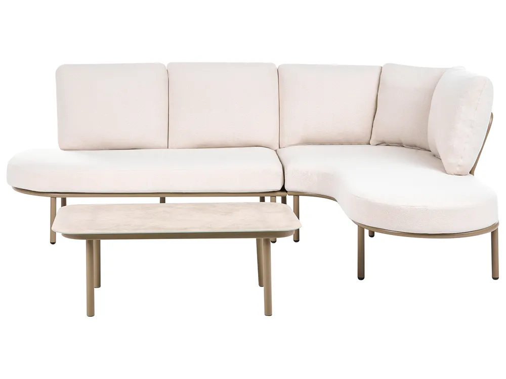 Sofa ogrodowa ze stolikiem dla 4 osób POLLINA Metal Brązowy_1080503