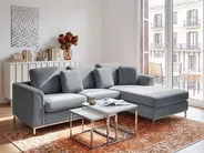Corner Sofa 4 Seater OSLO Velvet Grey Left Hand_747194