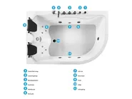 Hjørne-boblebad med LED CALAMA 180 x 120 cm Hvid Højrevendt_781607