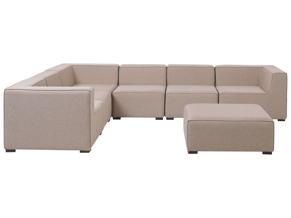 Garten Ecksofa mit Ottomane 7-Sitzer AREZZO modular Beige rechtsseitig