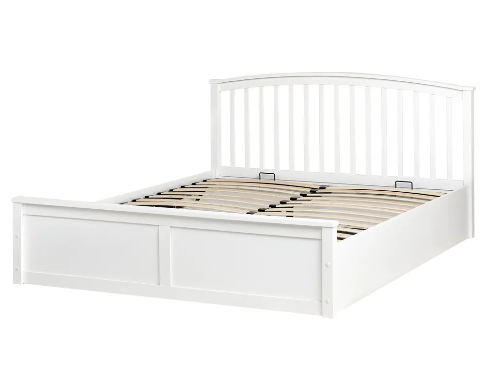 Ottoman Bed CLARBEC Pine Wood White 160 x 200 cm (EU King Size)_985589