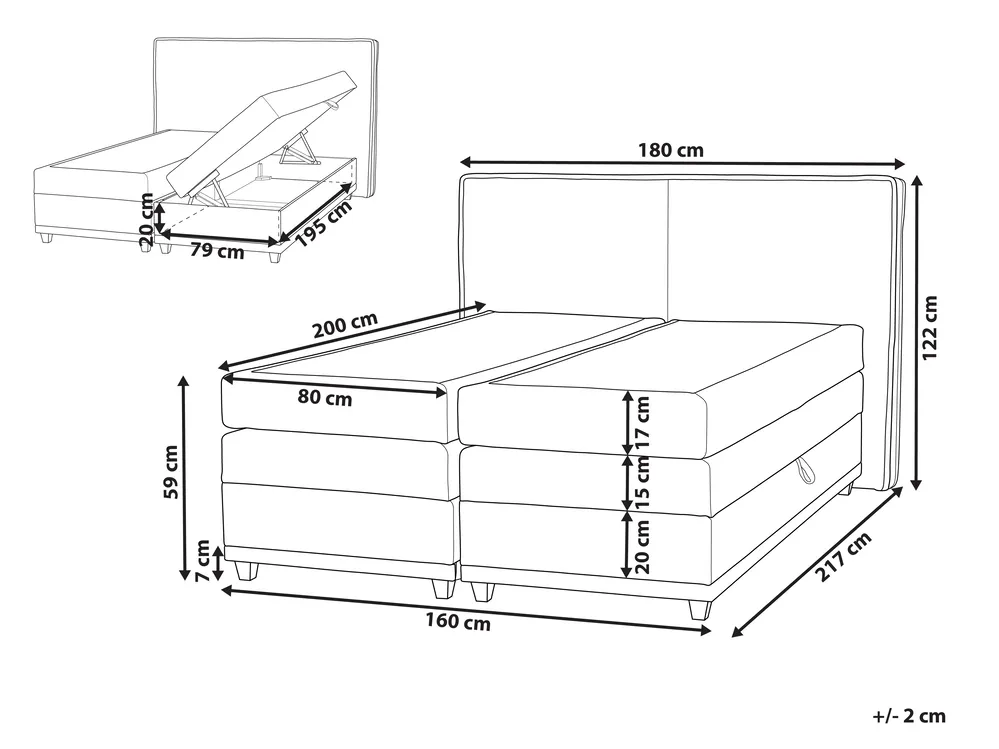 Divano letto con contenitore DYNASTY Tessuto Tortora 160 x 200 cm_953964