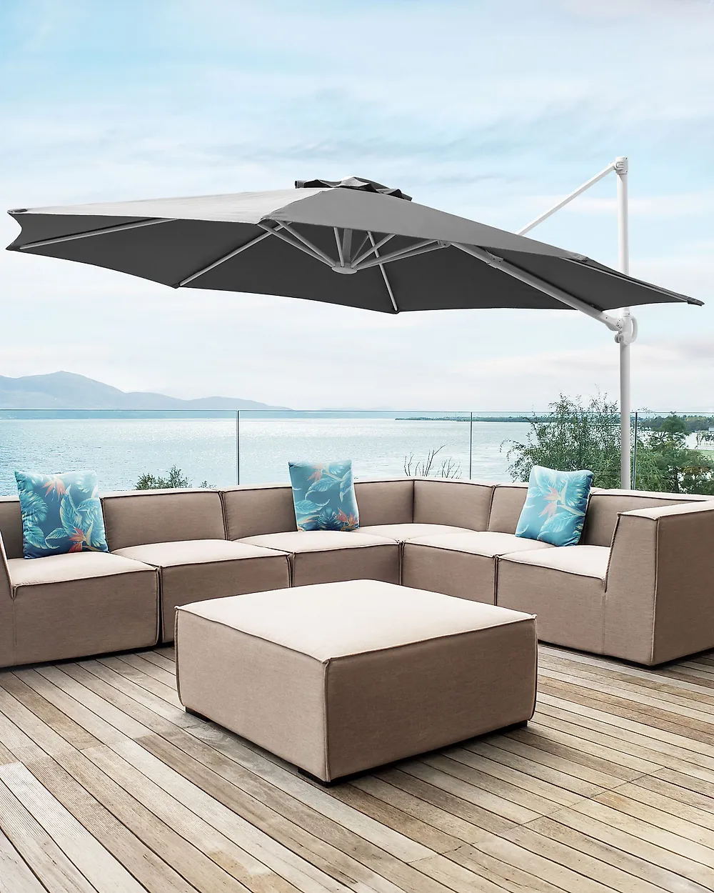 Cantilever Parasol 295 cm SAVONA II Dark Grey_1183393