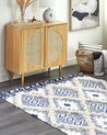 Teppich Bauwmolle beige / blau 140 x 200 cm geometrisches Muster Kurzflor MANAVGAT_843955