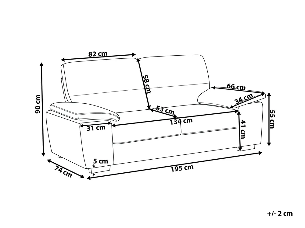 Sofa 3 Seater VOGAR Faux Leather Golden Brown_850625