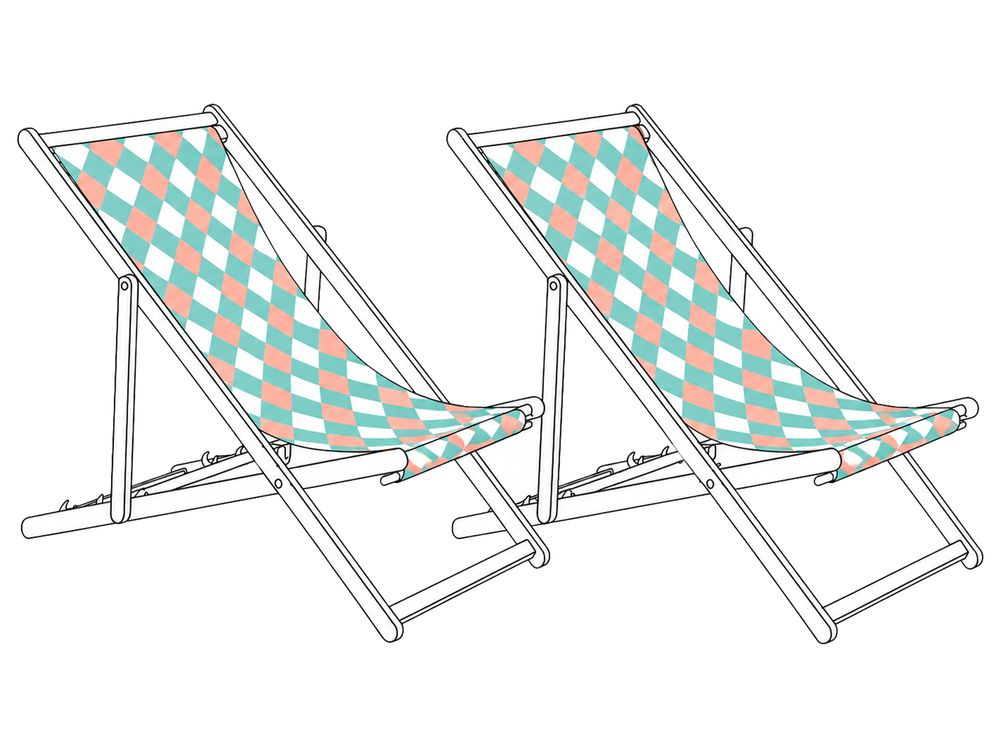 Set of 2 Sun Lounger Replacement Fabrics ANZIO/AVELLINO 113 x 44 cm Green