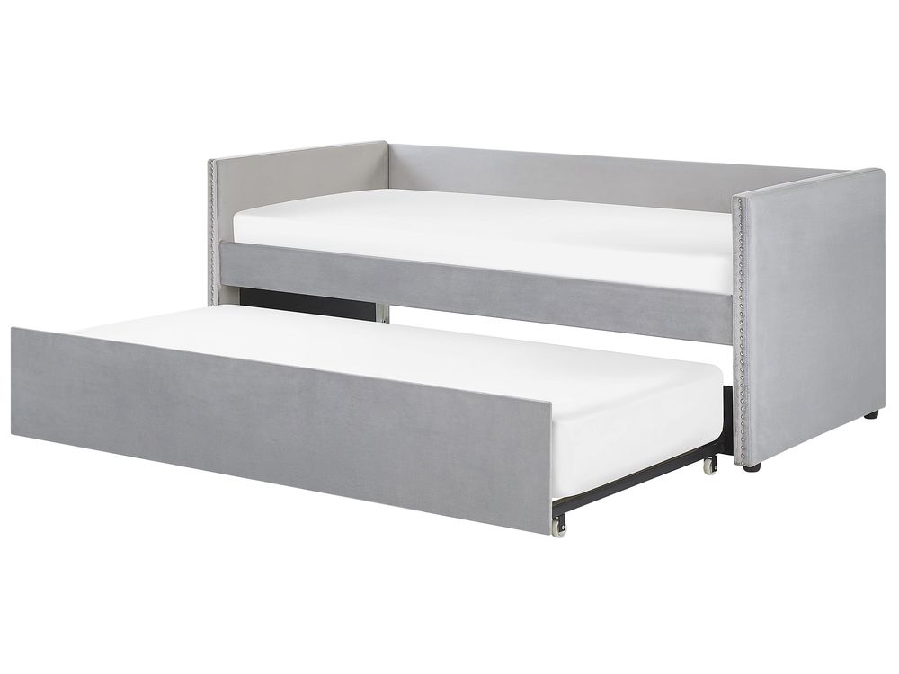 Letto estraibile Velluto TROYES 90 x 200 cm Grigio chiaro