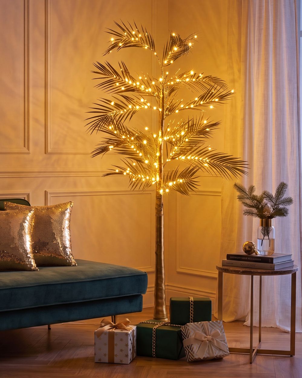 Decoración de exterior LED PALJAVESI 175 cm Árbol Dorado