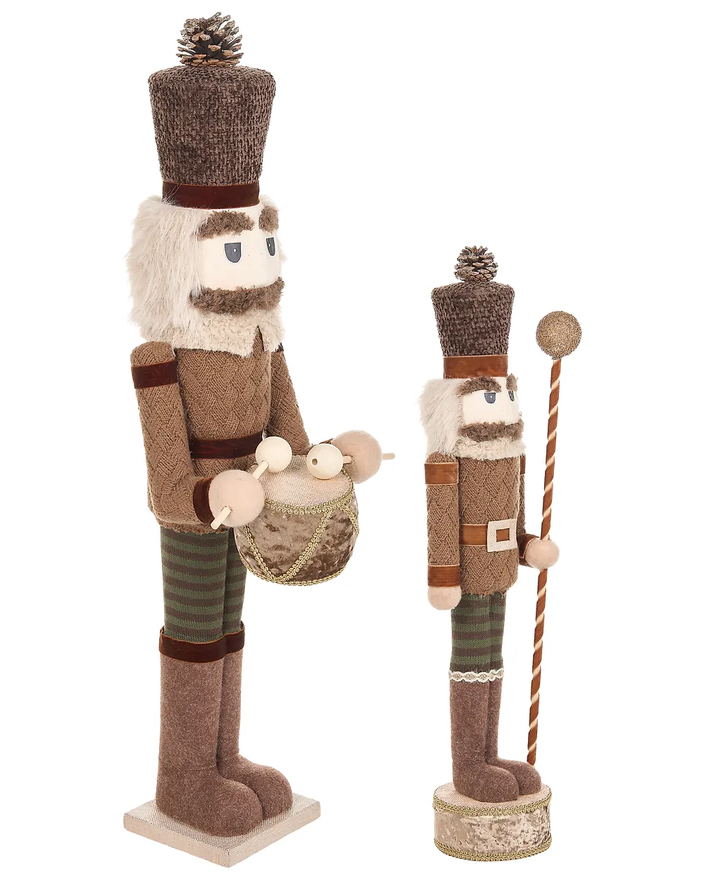 Zestaw 2 figurek dekoracyjnych KOLARI 68/91 cm Dziadek do orzechów Brązowy