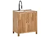 Outdoor Kitchen Cabinet with Sink VENOSA Brown/ Black Acacia Wood