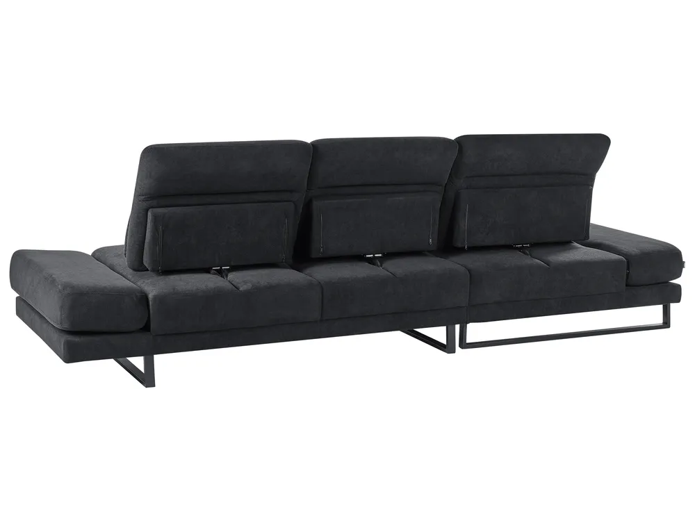 Corner Sofa 4 Seater IKAST Fabric Black Right Hand_959934