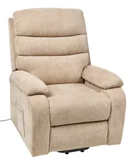 Electric Recliner Chair RISE with Footrest Fabric Beige_938741