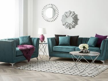 Velvet Sofa Set Teal Blue GAULA