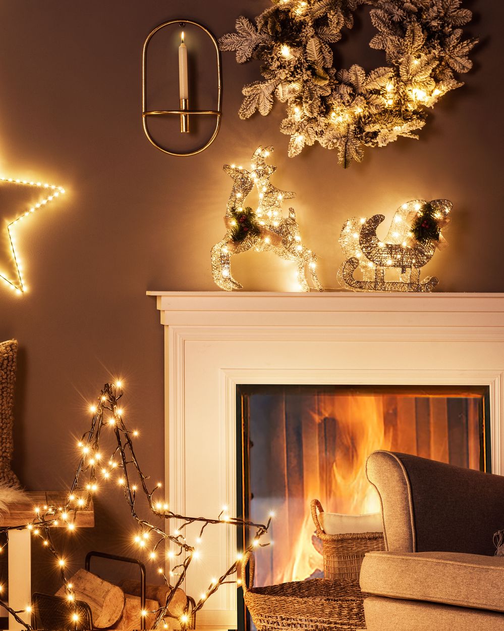 Décoration extérieure LED ENODAK 41 cm Renne Argenté
