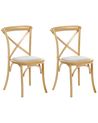 Set of 2 Chairs LYONS Wood Light Brown/ Beige