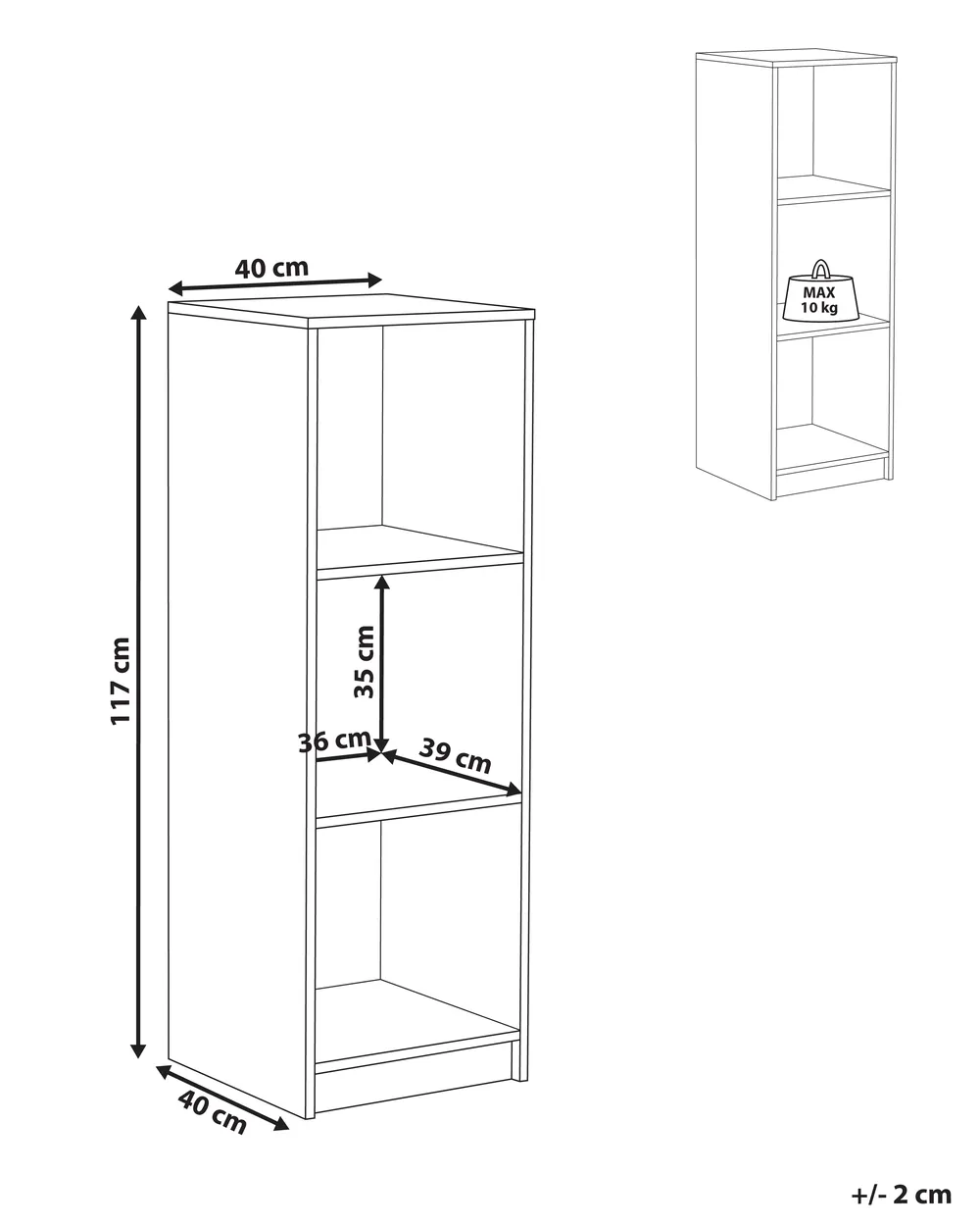 Regał na książki 3 półki ZEHNA 117 cm Czarny_1026522