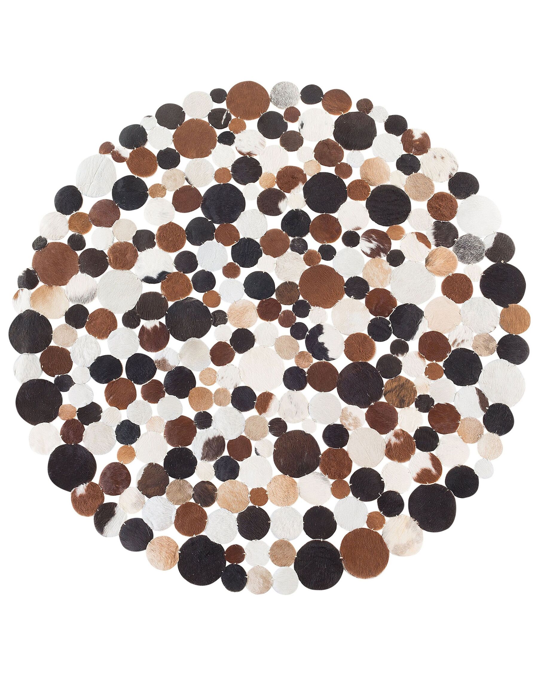 Round Cowhide Area Rug ⌀ 140 cm Brown Multicolour SORGUN_738444