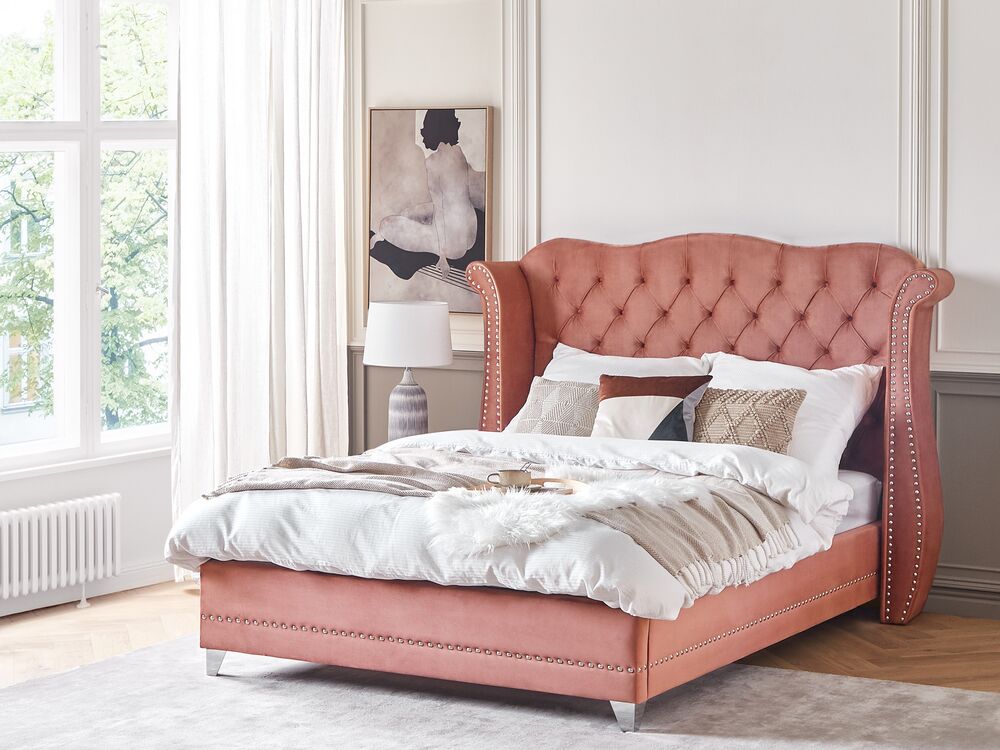 Seng Velour AYETTE 160 x 200 cm Lyserød
