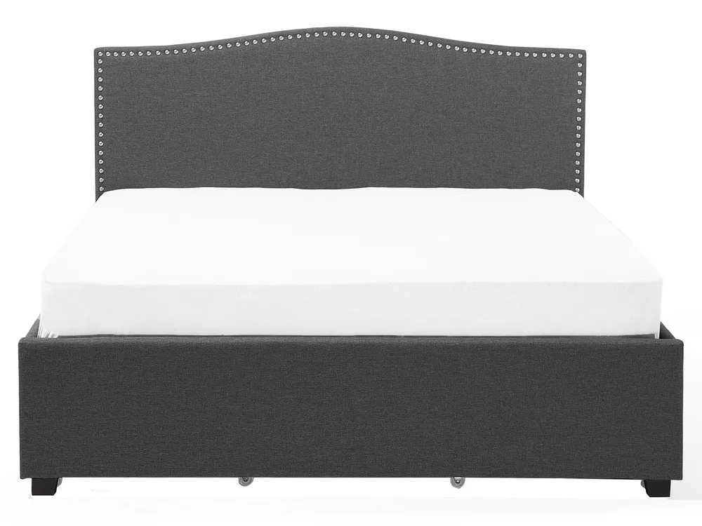 Bett mit Schubladen MONTPELLIER Stoff Dunkelgrau 160 x 200 cm_708779