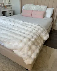 Lit avec sommier Bouclé VILLETTE 140 x 200 cm Beige_978562