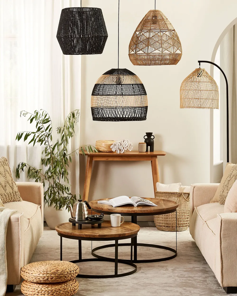 Pendant Lamp GWERU Paper Rope Black_836549