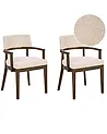 Set of 2 Dining Chairs DALBO Boucle Dark Brown/ Off-White