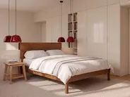 Bed with LED Wood BOISSET 120 x 200 cm (EU Small Double) Dark Brown_1124267