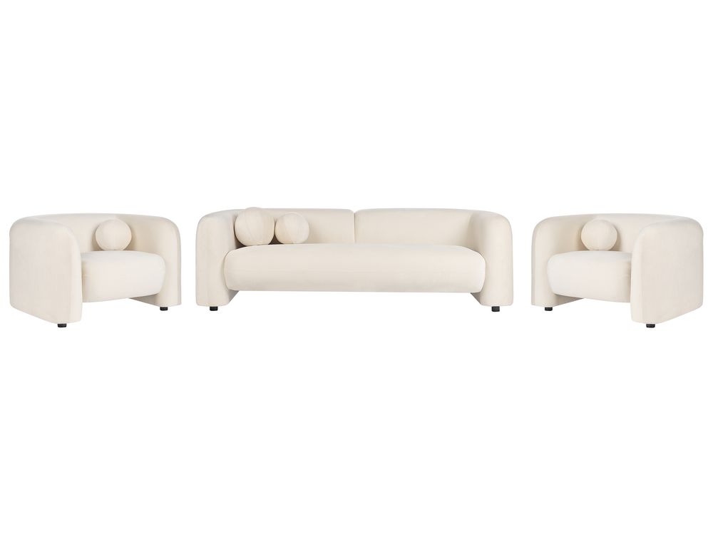 Sofa Set 5-Sitzer LEIREN Samtstoff Cremeweiß