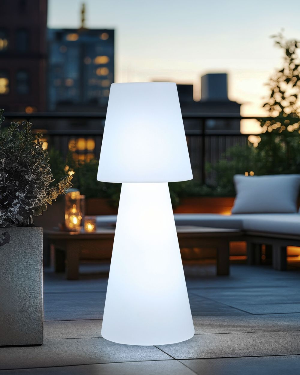 Vonkajšia stojaca LED lampa SABANAS s diaľkovým ovládaním Biela