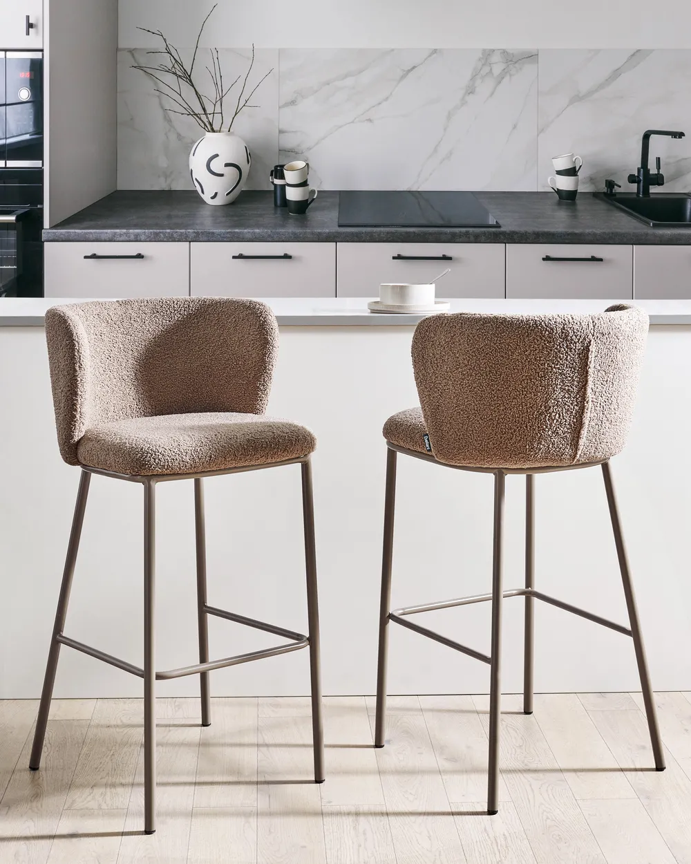 Sada 2 barových stoličiek MINA II Buklé Hnedá