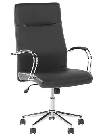 Cadeira de escritório em pele sintética preta OSCAR