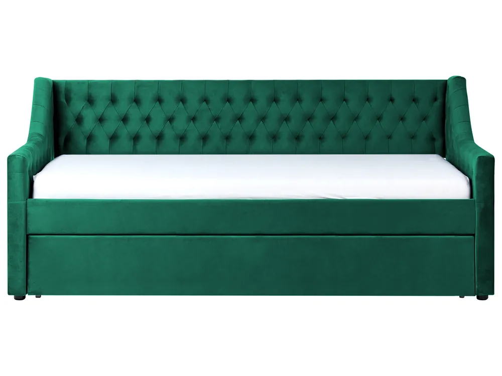 Trundle Bed Velvet MONTARGIS 90 x 200 cm (EU Single) Emerald Green_827014