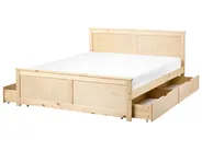 Bed with 4 Drawers DAUPHIN Pine Wood Light Brown 140 x 200 cm (EU Double)_1059926