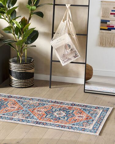 Runner Rug 70 x 200 cm Blue and Orange RITAPURAM