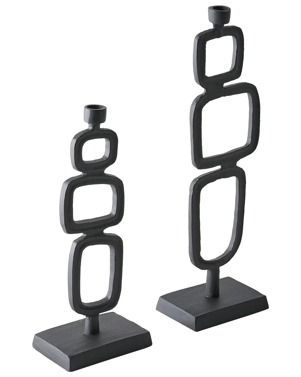 Zestaw 2 świeczników SIPANJE 35/48 cm Metal Czarny